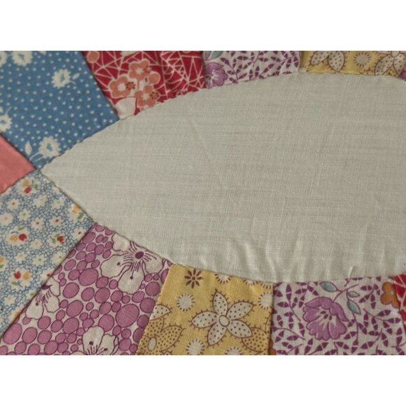 Two Quilting Squares Double Wedding Ring Blocks Pattern Wooden Framed Matted - Picture 9 of 14